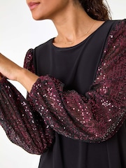 Roman Sequin Sleeve Stretch Top - Imagen 5 de 5