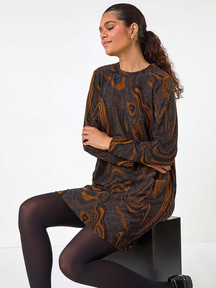 Roman Textured Swirl Pattern Stretch Cocoon Dress - Imagen 1 de 5 Roman Textured Swirl Pattern Stretch Cocoon Dress - Imagen 1 de 5