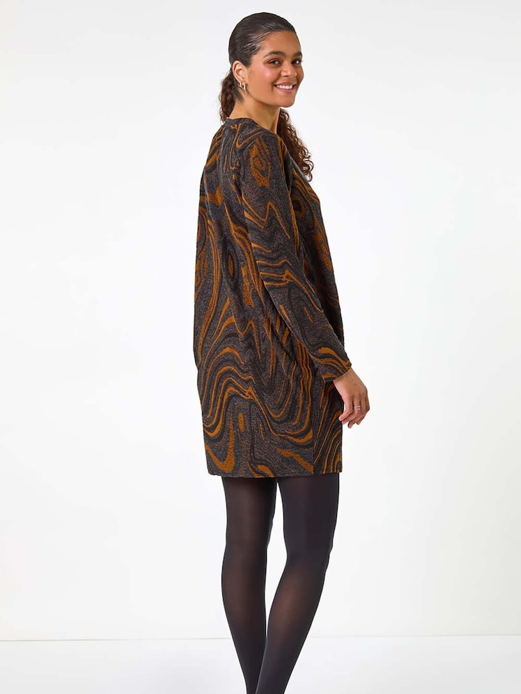 Buy Roman Brown Textured Swirl Pattern Stretch Cocoon Dress from  