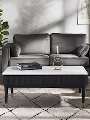 Julian Bowen White Marble Black Louis Fluted Coffee Table With 2 Drawers - Image 1 of 14