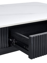 Julian Bowen White Marble Black Louis Fluted Coffee Table With 2 Drawers - Image 12 of 14