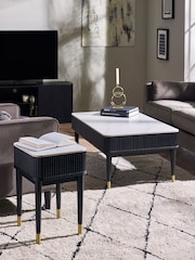 Julian Bowen White Marble Black Louis Fluted Coffee Table With 2 Drawers - Image 2 of 14