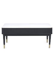 Julian Bowen White Marble Black Louis Fluted Coffee Table With 2 Drawers - Image 3 of 14