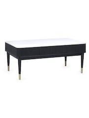 Julian Bowen White Marble Black Louis Fluted Coffee Table With 2 Drawers - Image 5 of 14