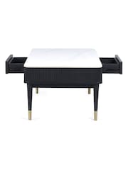 Julian Bowen White Marble Black Louis Fluted Coffee Table With 2 Drawers - Image 6 of 14