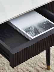 Julian Bowen White Marble Black Louis Fluted Coffee Table With 2 Drawers - Image 7 of 14