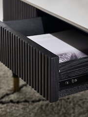 Julian Bowen White Marble Black Louis Fluted Coffee Table With 2 Drawers - Image 8 of 14