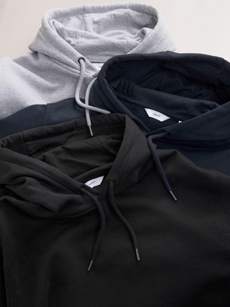 Noir/Marine/Gris Marl - Lot de 3 sweats à capuche en jersey - Image 11 of 12