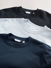 Noir/bleu marine Bleu/ Gris chinée - Jersey Col rond Sweat-shirt 3 Pack - Image 13 de 14