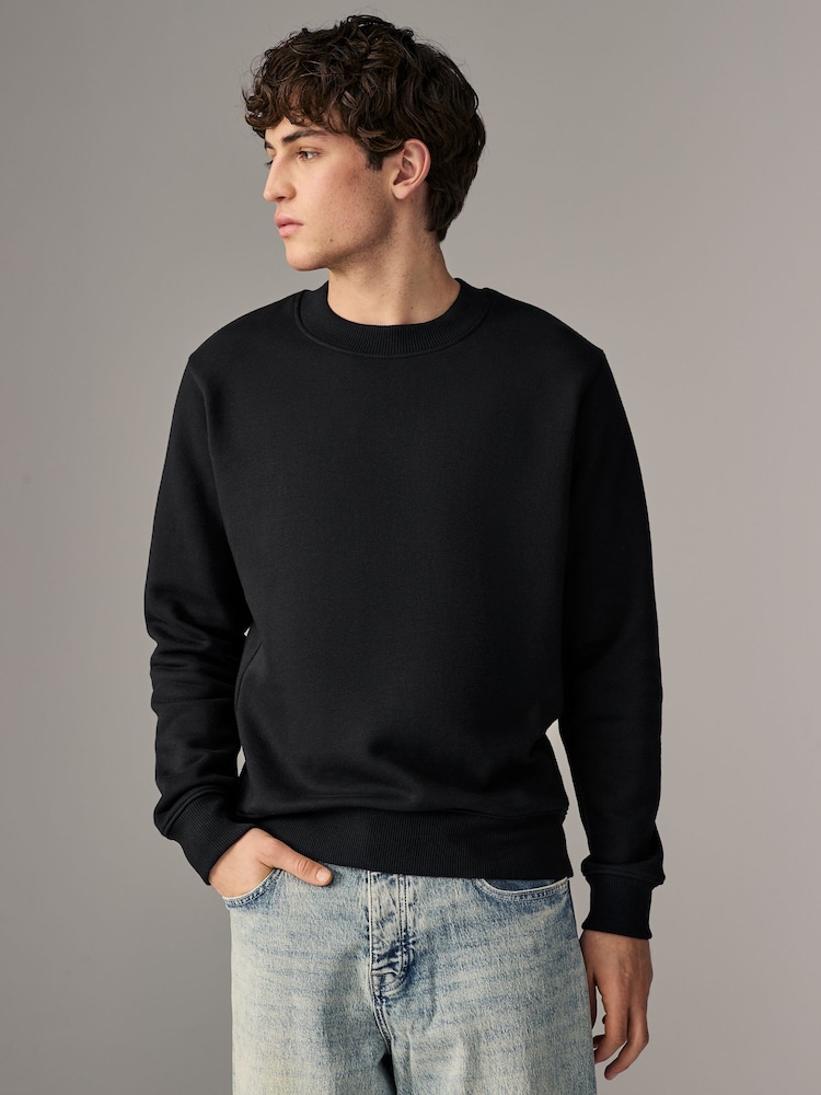 Black/Navy Blue/ Grey Marl Jersey Crew Sweatshirt 3 Pack - Image 4 of 14