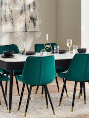 Julian Bowen White Marble Black Louis Fluted Dining Table With Drawers - Image 1 of 12