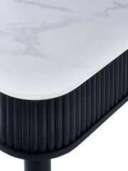 Julian Bowen White Marble Black Louis Fluted Dining Table With Drawers - Image 10 of 12