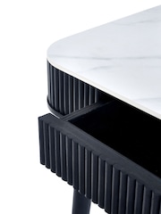 Julian Bowen White Marble Black Louis Fluted Dining Table With Drawers - Image 11 of 12