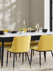 Julian Bowen White Marble Black Louis Fluted Dining Table With Drawers - Image 3 of 12