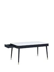 Julian Bowen White Marble Black Louis Fluted Dining Table With Drawers - Image 4 of 12