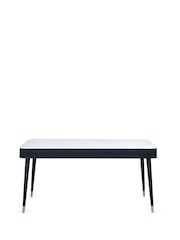 Julian Bowen White Marble Black Louis Fluted Dining Table With Drawers - Image 5 of 12