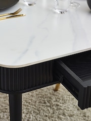 Julian Bowen White Marble Black Louis Fluted Dining Table With Drawers - Image 7 of 12