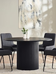 Julian Bowen Black Louis Fluted Round Dining Table - Image 1 of 9