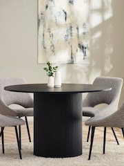Julian Bowen Black Louis Fluted Round Dining Table - Image 2 of 9