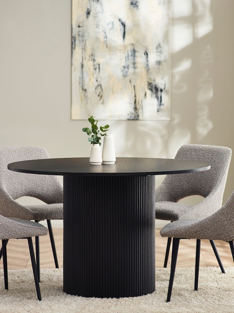 Julian Bowen Black Louis Fluted Round Dining Table - Image 2 of 9