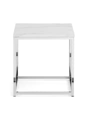 Julian Bowen White Marble Chrome Scala Marble Effect Top Lamp Table - Image 3 of 3
