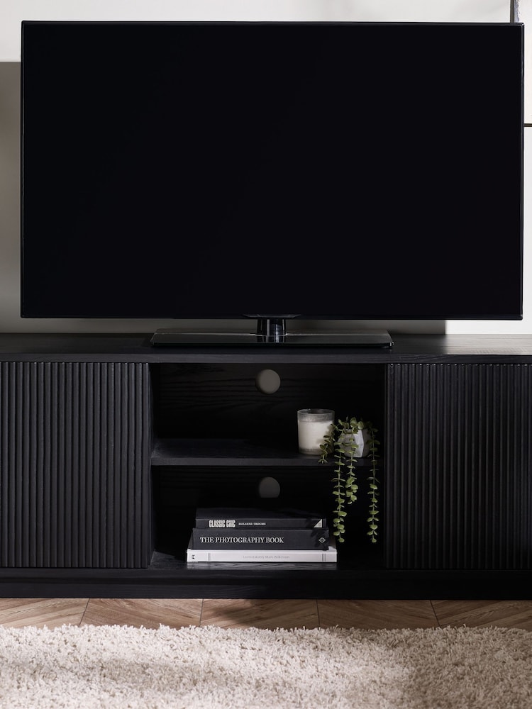 Julian Bowen Black Louis Fluted TV Unit - Image 1 of 10