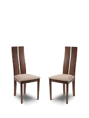 Julian Bowen Walnut Cream Brushed Metal Cayman Chairs Set Of 2 - Image 1 of 4