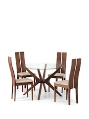 Julian Bowen Walnut Cream Brushed Metal Cayman Chairs Set Of 2 - Image 3 of 4