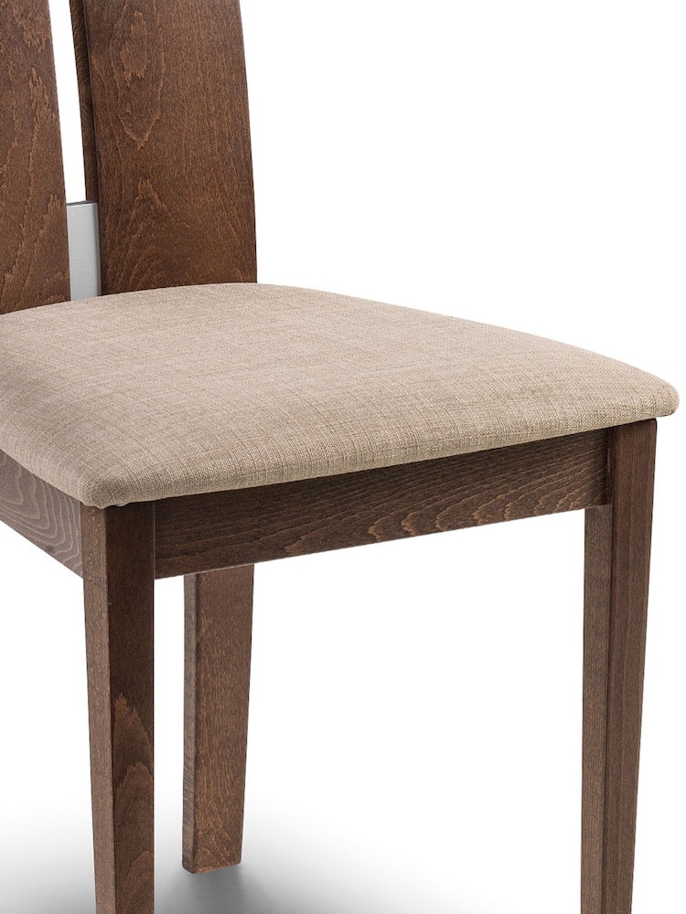 Julian Bowen Walnut Cream Brushed Metal Cayman Chairs Set Of 2 - Image 4 of 4