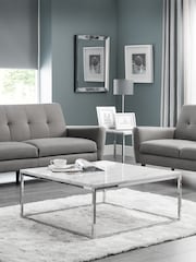 Julian Bowen White Marble Chrome Scala Marble Effect Top Coffee Table - Image 1 of 3