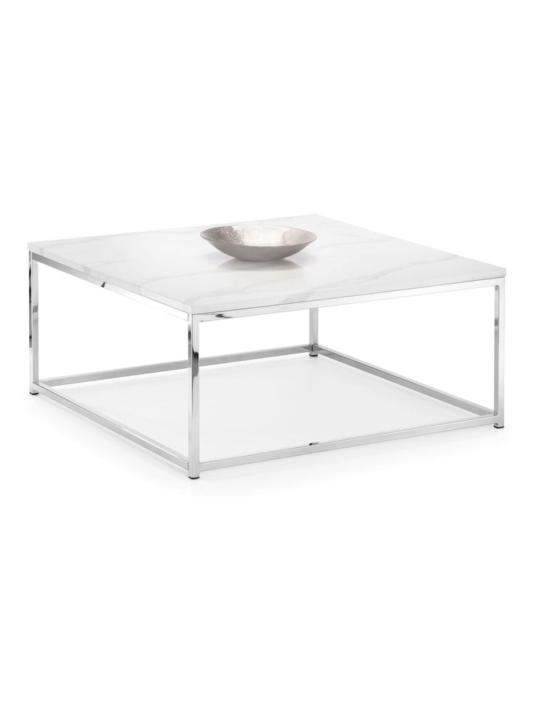 Julian Bowen White Marble Chrome Scala Marble Effect Top Coffee Table - Image 2 of 3