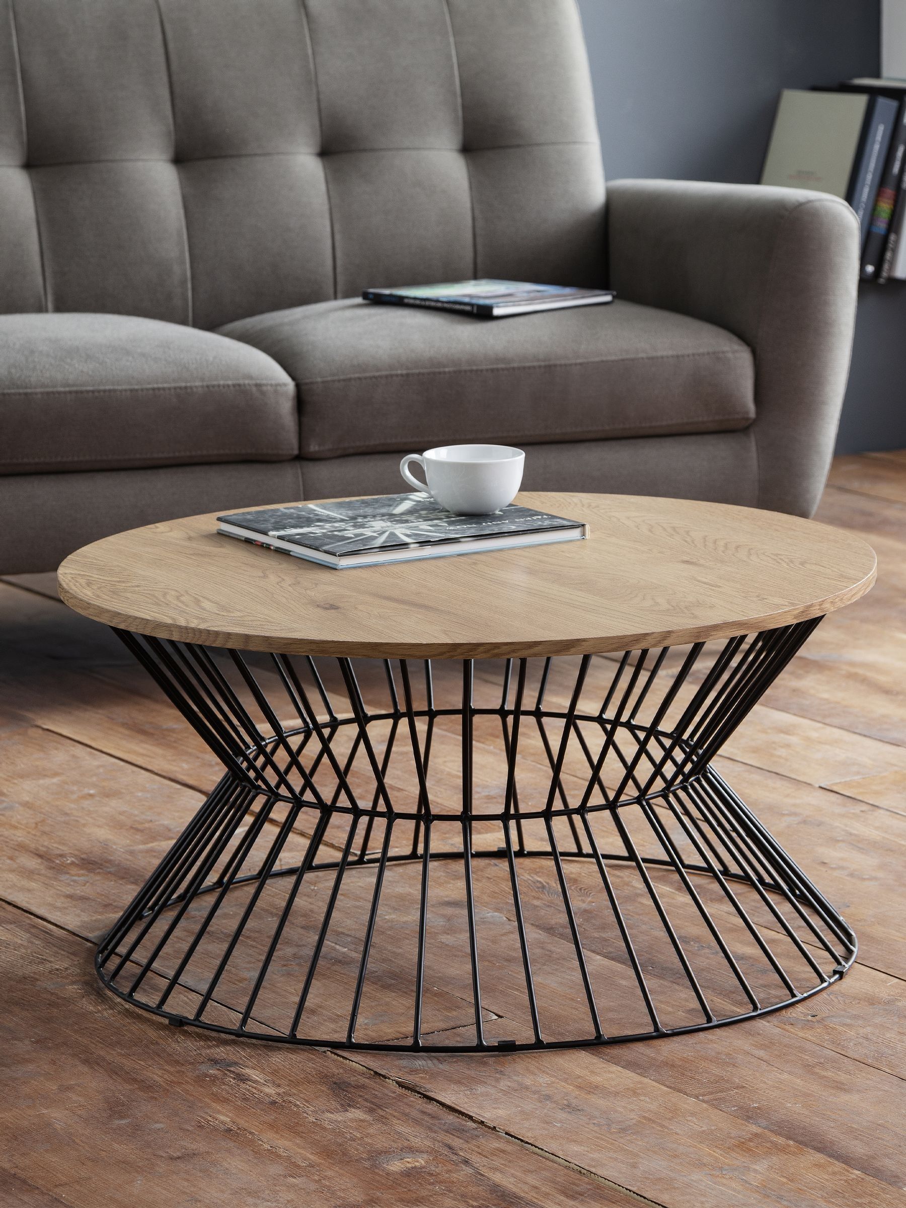 Jersey Round Wire Coffee Table 80cm Euro Oak - Julian Bowen | TJ Hughes - Image 8