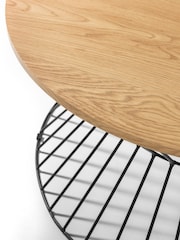 Julian Bowen Euro Oak Black Jersey Round Wire Coffee Table - Image 4 of 5
