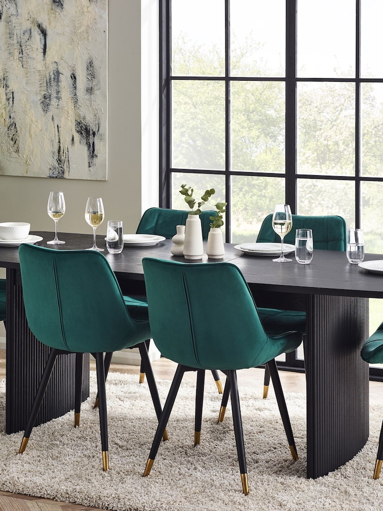 Julian Bowen Black Louis Fluted Extending Dining Table - Image 1 of 13