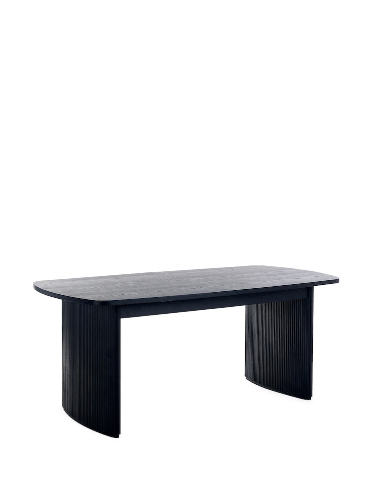 Julian Bowen Black Louis Fluted Extending Dining Table - Image 2 of 13