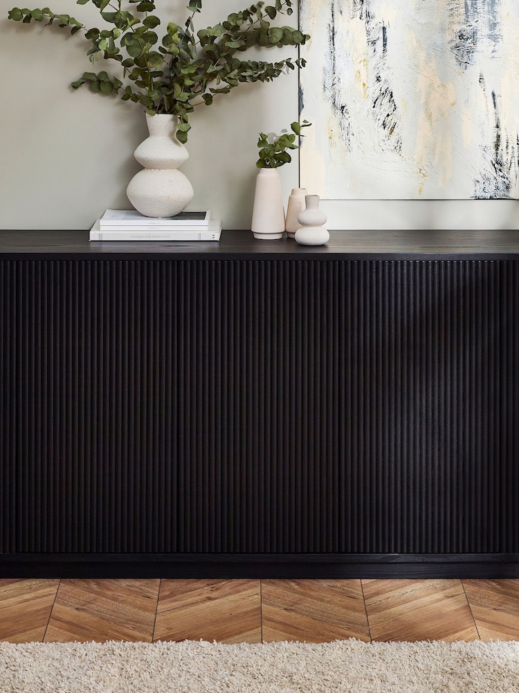 Julian Bowen Black Louis Fluted Sideboard - Image 1 of 13