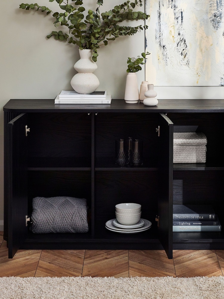 Julian Bowen Black Louis Fluted Sideboard - Image 2 of 13