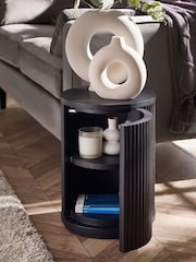Julian Bowen Black Louis Fluted Side Table With Door - Image 2 of 11