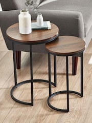 Julian Bowen Walnut Tribeca Round Nesting Side Tables - Image 1 of 2