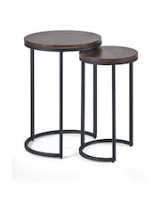 Julian Bowen Walnut Tribeca Round Nesting Side Tables - Image 2 of 2