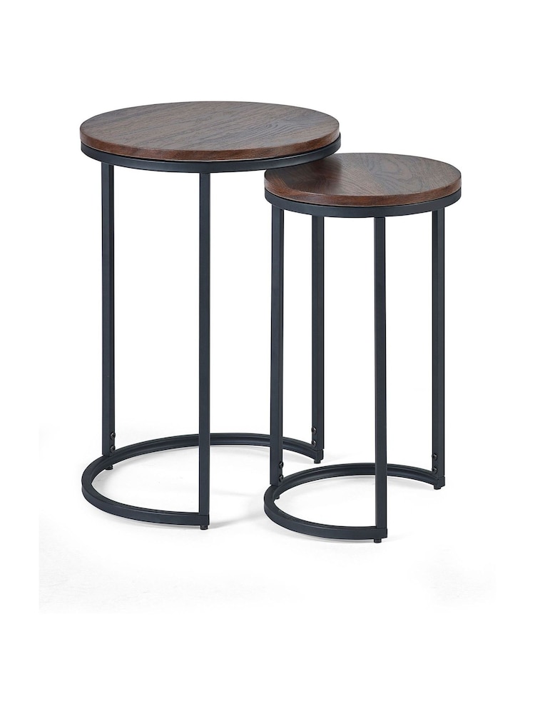Julian Bowen Walnut Tribeca Round Nesting Side Tables - Image 2 of 2