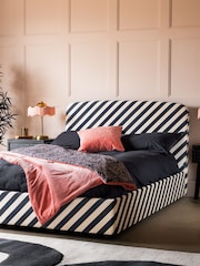 Rockett St George Studio Stripe Velvet Sand And Black Ottoman Storage Bed Jagger Bed - Image 2 of 5