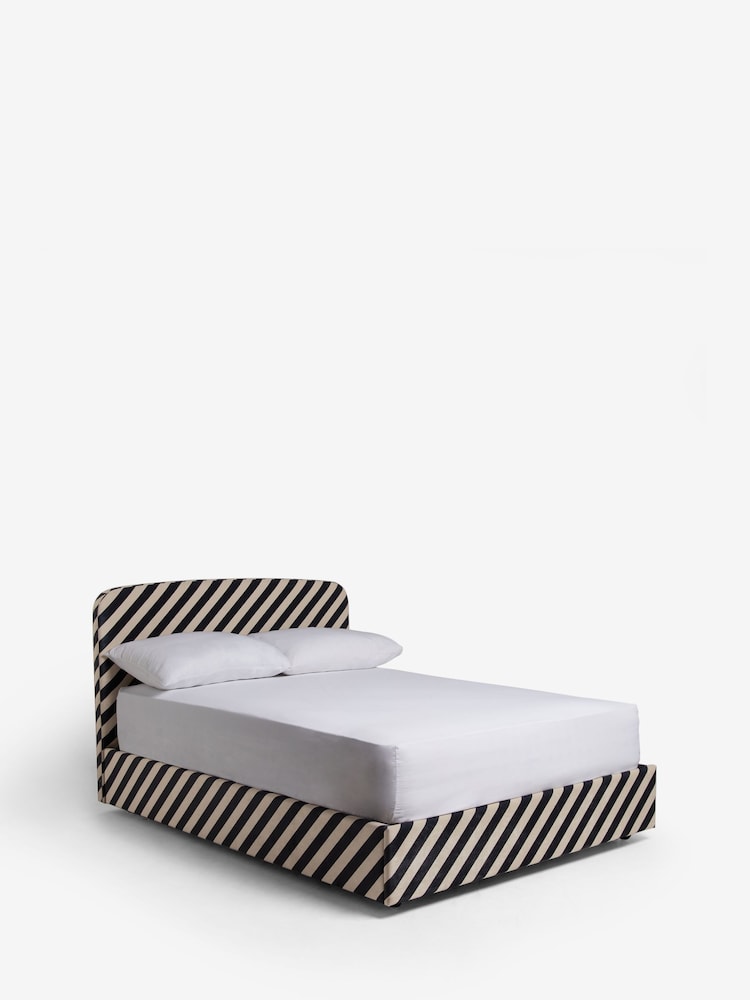 Rockett St George Studio Stripe Velvet Sand And Black Ottoman Storage Bed Jagger Bed - Image 5 of 5