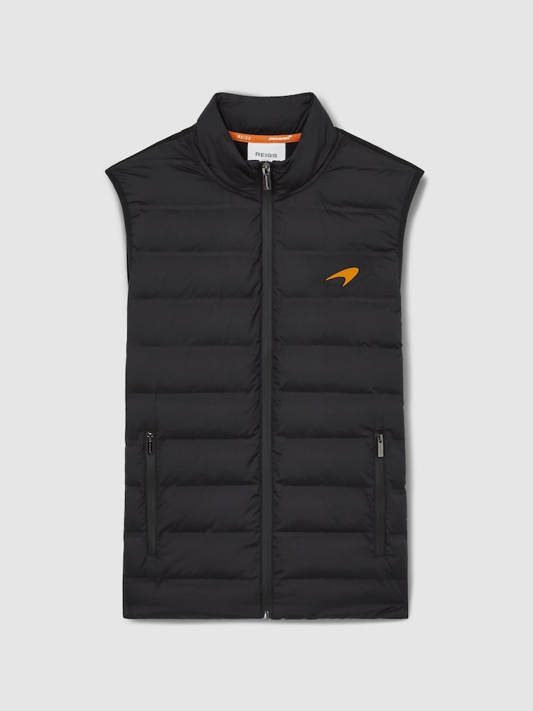 Reiss Black Foster McLaren F1 Team Quilted Logo Gilet - Image 2 of 8