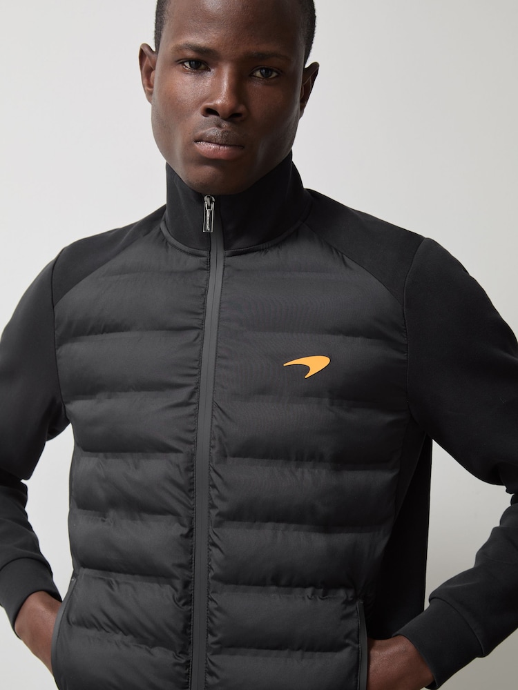 Black - Reiss Mayer McLaren F1 Team Quilted Hybrid Jacket - Image 1 of 8 Black - Reiss Mayer McLaren F1 Team Quilted Hybrid Jacket - Image 1 of 8