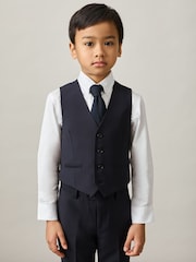 Reiss Navy Hope Wool-Blend Single-Breasted Waistcoat - Image 1 of 4