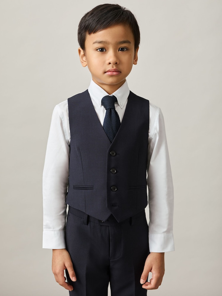 Reiss Navy Hope Wool-Blend Single-Breasted Waistcoat - Image 1 of 4