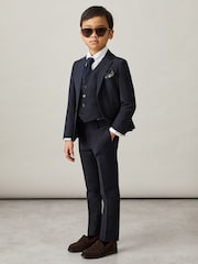 Reiss Navy Hope Wool-Blend Single-Breasted Waistcoat - Image 3 of 4