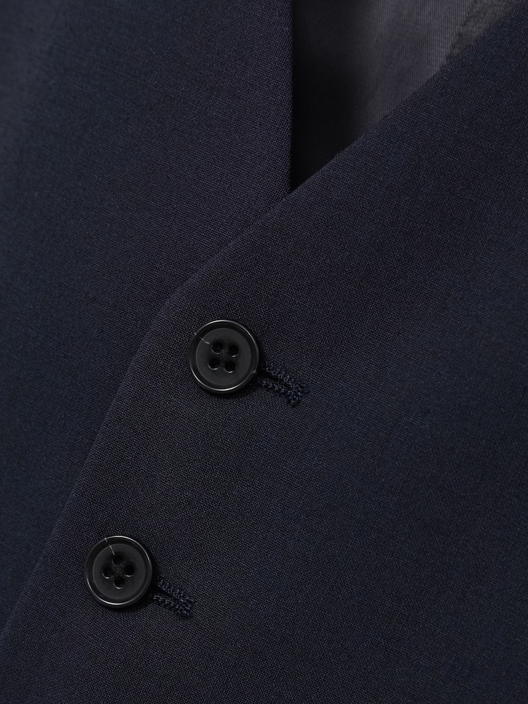 Reiss Navy Hope Wool-Blend Single-Breasted Waistcoat - Image 4 of 4