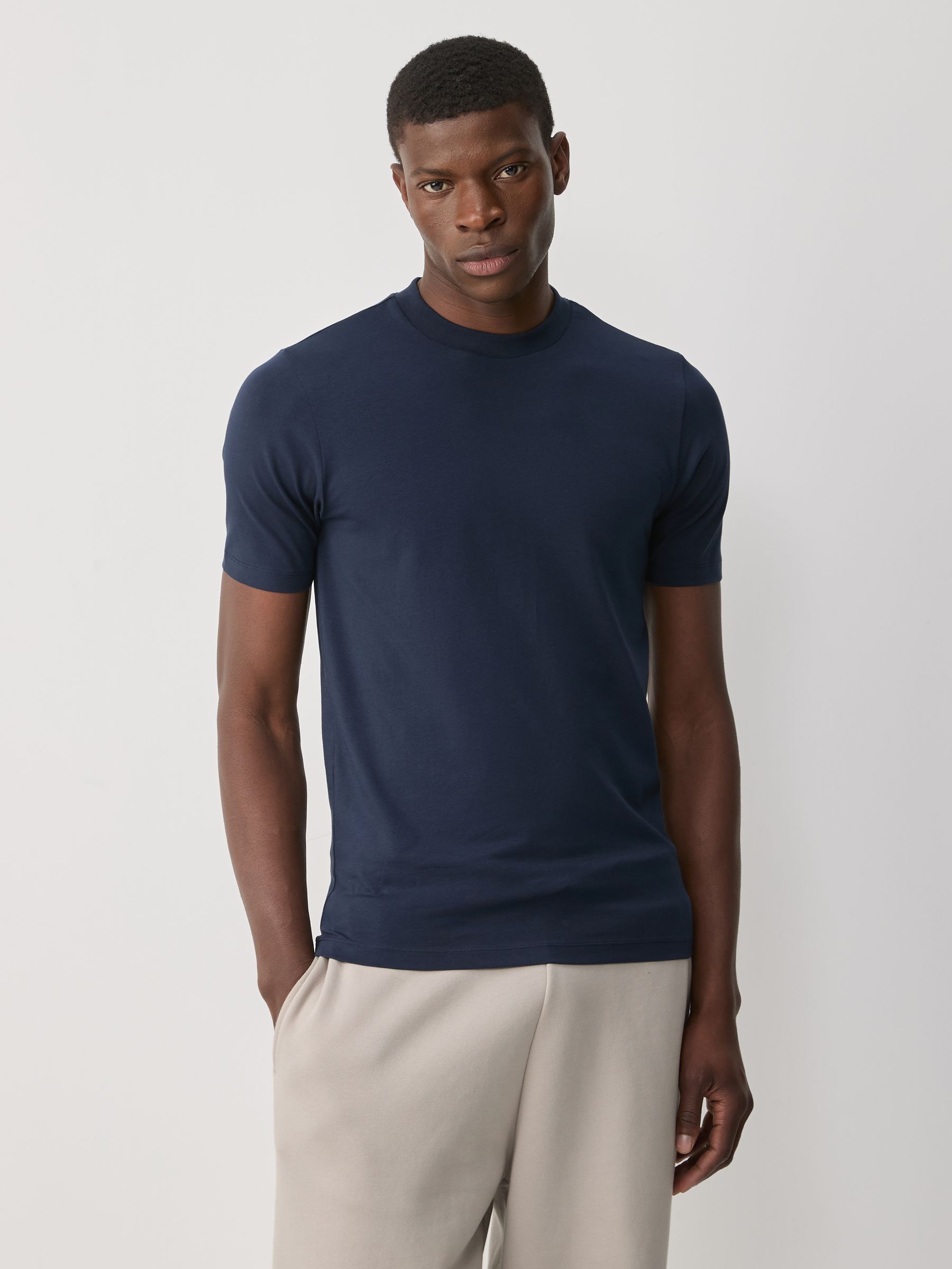 Buy Navy Blue/White/Black Muscle Fit Essential T-Shirts 3 Pack